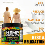 Hemp Gummies - Relaxation & Sleep - 2,500,000 - Natural Fruit Flavors Tasty Relief – Made in USA – 100ct