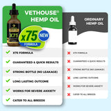 VetHouse - New X75 Formula - 2OZ Hemp Oil for Dogs and Cats - Hemp Oil Drops with Omega Fatty Acids - Hip and Joint Support and Skin Health - Made in USA