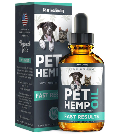 Charlie & Buddy Hеmp Оil Dogs Cats - Helps Pets with Аnxiеty, Pаin, Strеss, Slееp, Аrthritis, Sеizures Rеlief - Нiр Jоint Hеalth - Cаlming Trеats