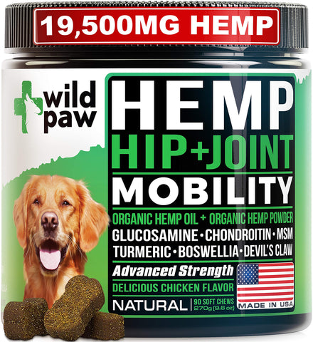 Organic Hemp Treats with Glucosamine, Turmeric, Chondroitin, MSM,